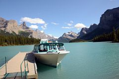 19 Maligne Lake Scenic Tour Boat, Mount Paul, Monkhead Mountain, Mount Warren, Valad Peak, Mount Henry MacLeod, Coronet Glacier, Mount Mary Vaux From Spirit Island Dock Near Jasper.jpg